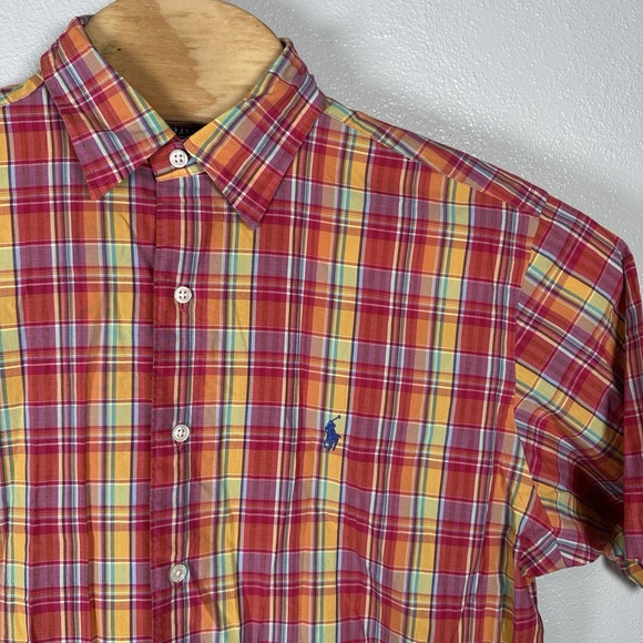 Polo Ralph Lauren Other - Vintage Polo Ralph Lauren Short Sleeve Button Up Shirt Mens Medium Pink Plaid